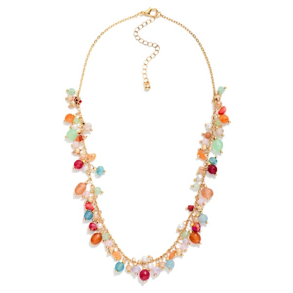 Dangle Charm Bead Beaded Chain Link Necklace 

- Approximately 16" L
- Extender 3" L