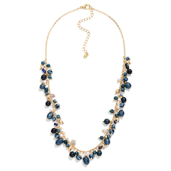 Dangle Charm Bead Beaded Chain Link Necklace 

- Approximately 16" L
- Extender 3" L