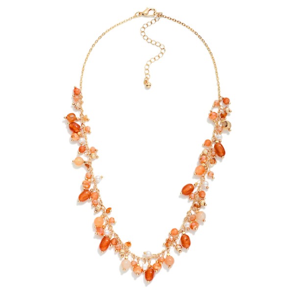 Dangle Charm Bead Beaded Chain Link Necklace 

- Approximately 16" L
- Extender 3" L