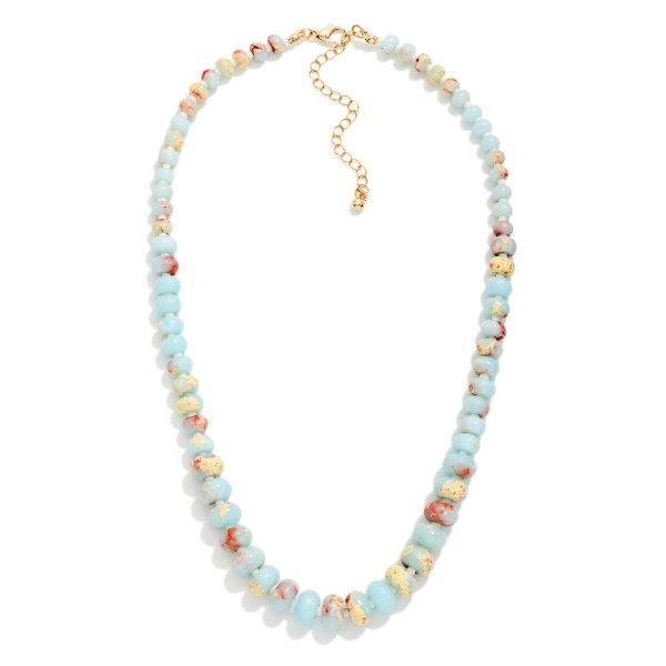 Graduated Stone Bead Beaded Necklace 

- Approximately 18" L
- Extender 3" L