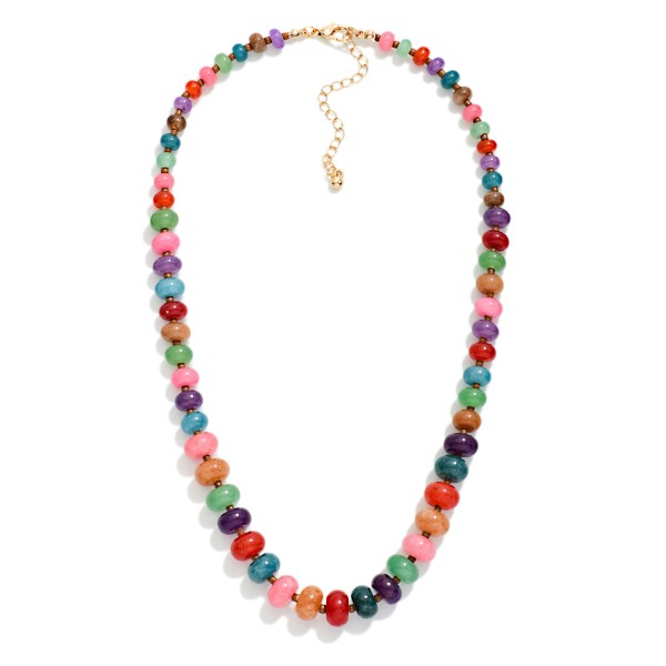 Graduated Stone Bead Beaded Necklace 

- Approximately 18" L
- Extender 3" L