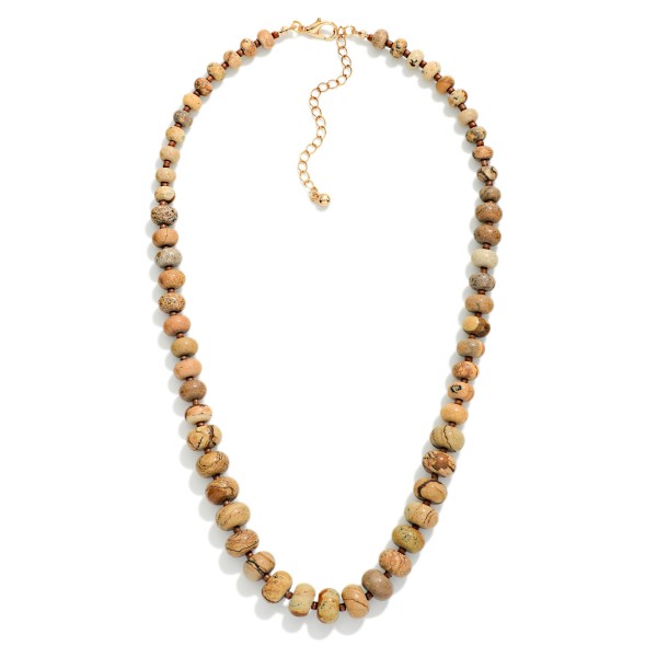 Graduated Stone Bead Beaded Necklace 

- Approximately 18" L
- Extender 3" L
