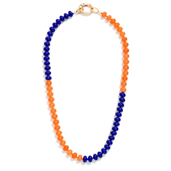 Two Tone Game Day Beaded Necklace With Oval Clasp 

- Approximately 16" L
