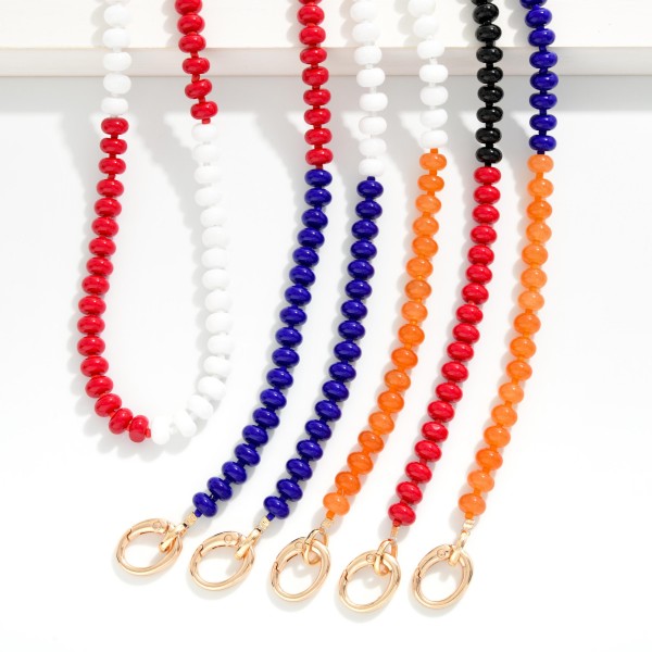 Two Tone Game Day Beaded Necklace With Oval Clasp 

- Approximately 16" L
