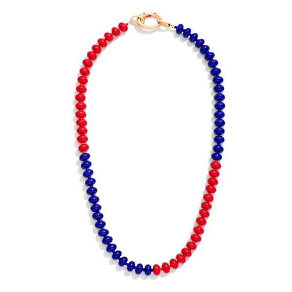 Two Tone Game Day Beaded Necklace With Oval Clasp 

- Approximately 16" L
