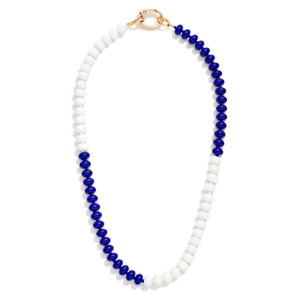 Two Tone Game Day Beaded Necklace With Oval Clasp 

- Approximately 16" L
