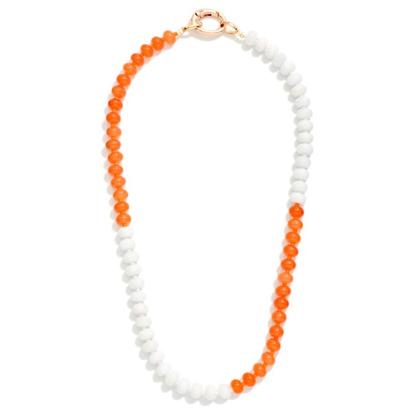 Two Tone Game Day Beaded Necklace With Oval Clasp 

- Approximately 16" L
