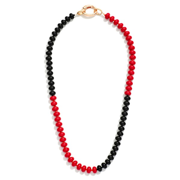 Two Tone Game Day Beaded Necklace With Oval Clasp 

- Approximately 16" L
