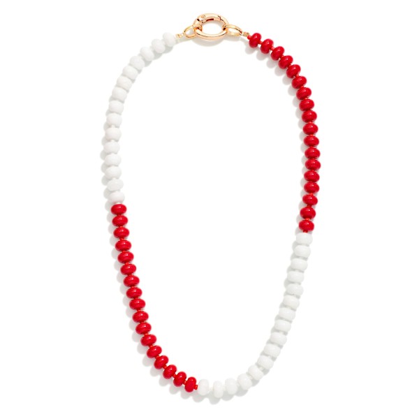 Two Tone Game Day Beaded Necklace With Oval Clasp 

- Approximately 16" L
