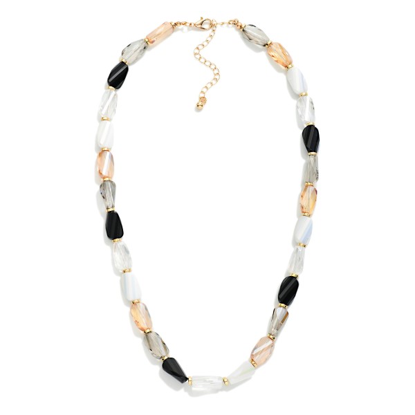 Faceted Twisted Cylinder Beaded Necklace 

- Approximately 16" L
- Extender 3" L
