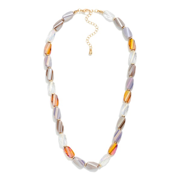 Faceted Twisted Cylinder Beaded Necklace 

- Approximately 16" L
- Extender 3" L