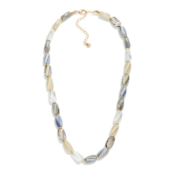 Faceted Twisted Cylinder Beaded Necklace 

- Approximately 16" L
- Extender 3" L