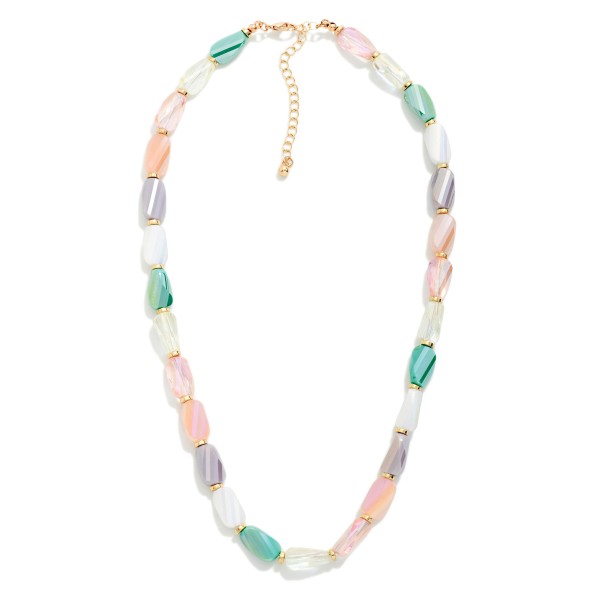 Faceted Twisted Cylinder Beaded Necklace 

- Approximately 16" L
- Extender 3" L