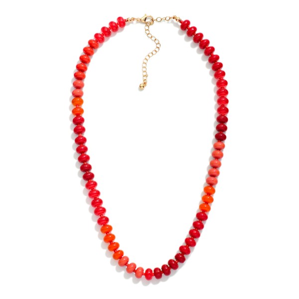 Marbled Acetate Stone Beaded Necklace 

- Approximately 16" L
- Extedner 3" L