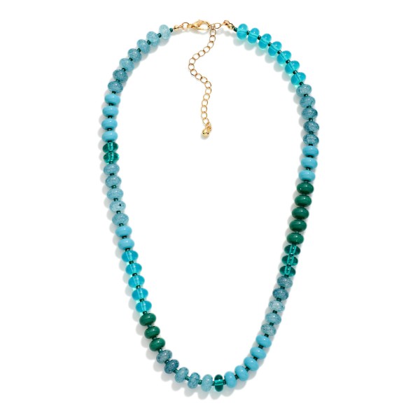 Marbled Acetate Stone Beaded Necklace 

- Approximately 16" L
- Extedner 3" L