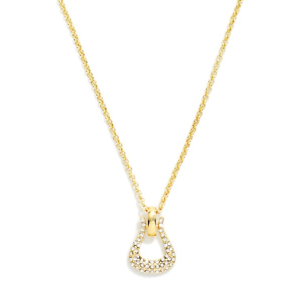 Chain Link Necklace Featuring Metal Told Horsebit * Pearl Pendant 

- Gold Dipped
- Approximately 16" L
- Extender 3" L