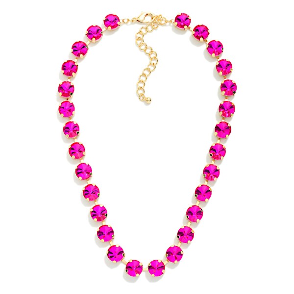 Linked Rhinestone Necklace 

- Gold Dipped
- Approximately 15" L
- Extender 3" L