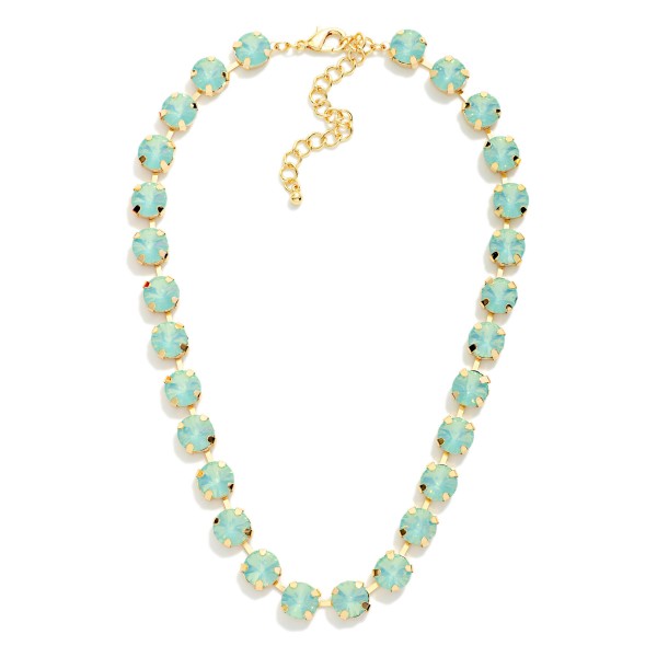 Linked Rhinestone Necklace 

- Gold Dipped
- Approximately 15" L
- Extender 3" L