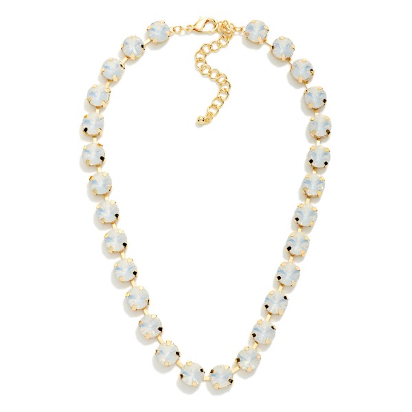 Linked Rhinestone Necklace 

- Gold Dipped
- Approximately 15" L
- Extender 3" L
