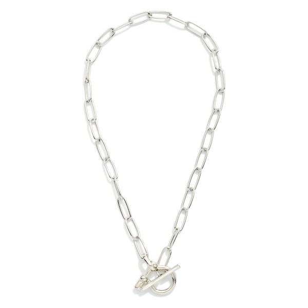 Paperclip Chain Link Necklace With Anchor Shackle Lock Pendant 

- Gold Dipped
- Approximately 18" L