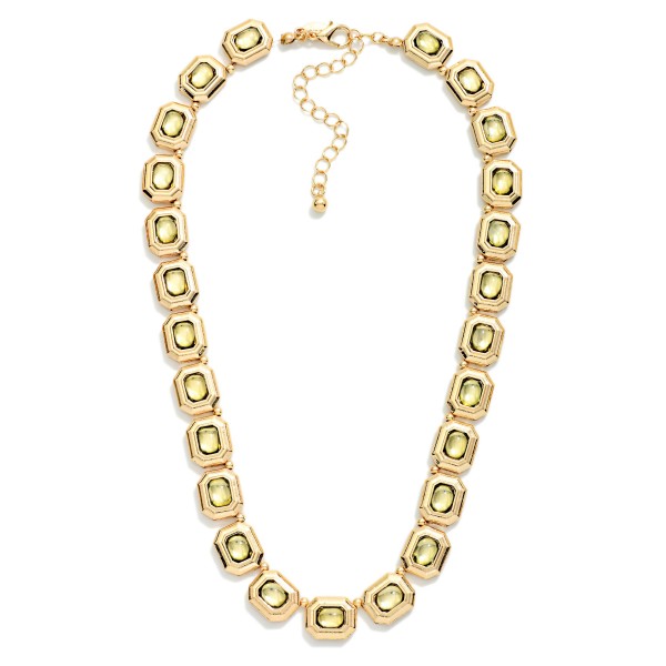 Linked Metal Tone & Rhinestone Octagon Necklace 

- Approximately 15" L
- Extender 3" L