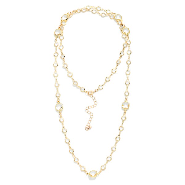 Long Chain Link Necklace With Glass Crystal Stations

- Approximately 34" L
- Extender 3" L