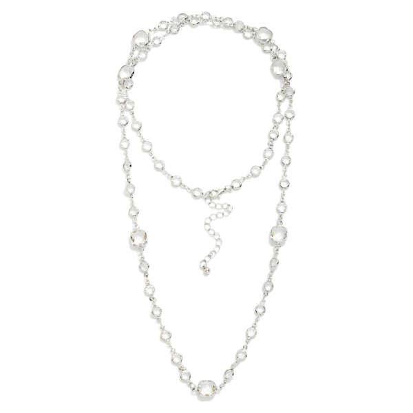 Long Chain Link Necklace With Glass Crystal Stations

- Approximately 34" L
- Extender 3" L