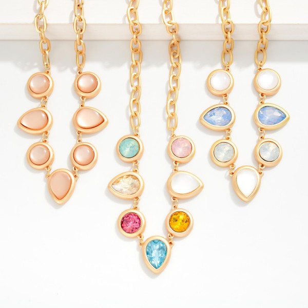 Linked Acrylic Teardrop & Circle Necklace 

- Approximately 16" L
- Extender 2" L