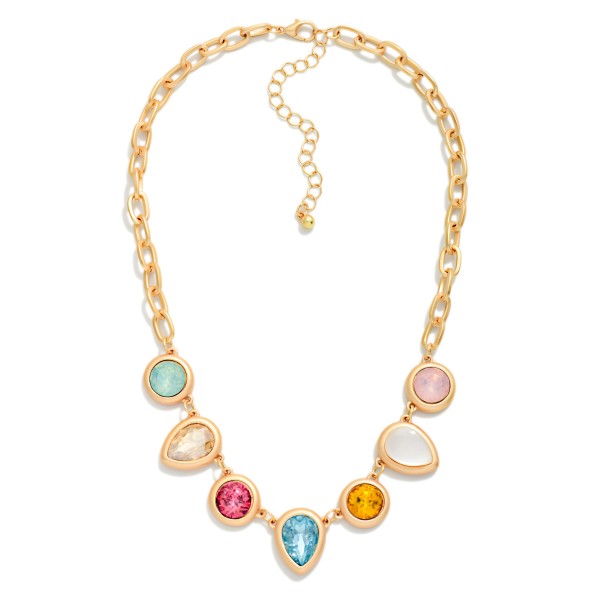 Linked Acrylic Teardrop & Circle Necklace 

- Approximately 16" L
- Extender 2" L
