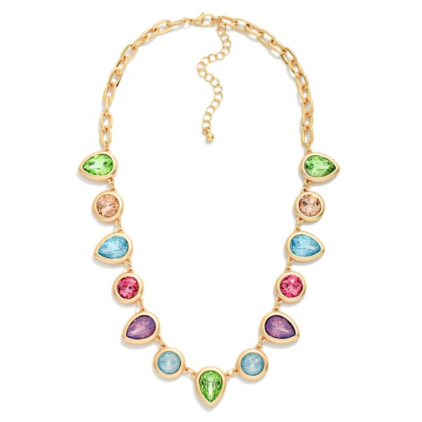 Linked Acrylic Teardrop & Circle Necklace 

- Approximately 16" L
- Extender 2" L