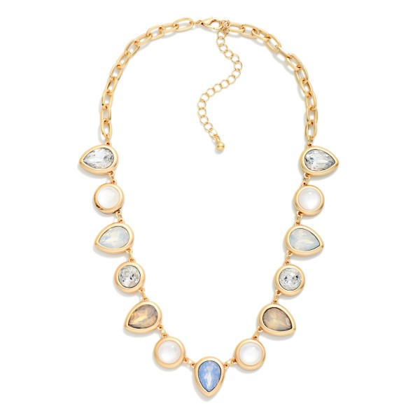 Linked Acrylic Teardrop & Circle Necklace 

- Approximately 16" L
- Extender 2" L