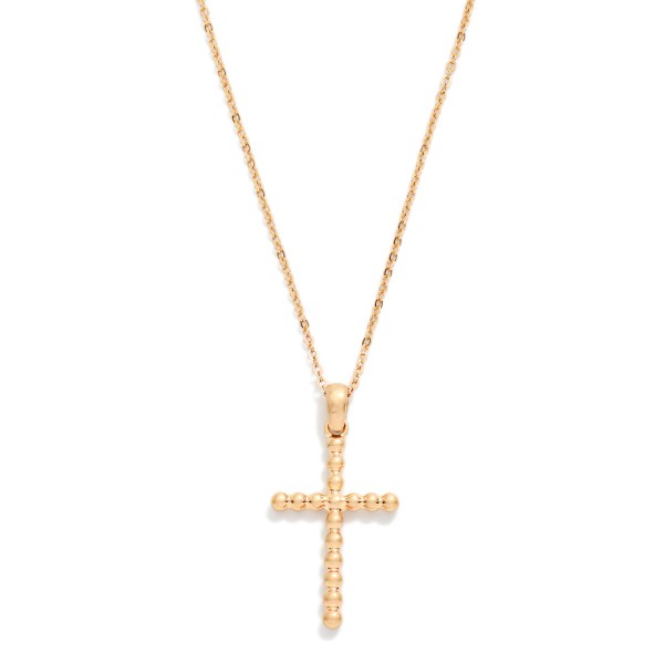 Chain Link Necklace Featuring Metal Tone Bubble Cross Pendant 

- Approximately 16" L
- Extender 3" L