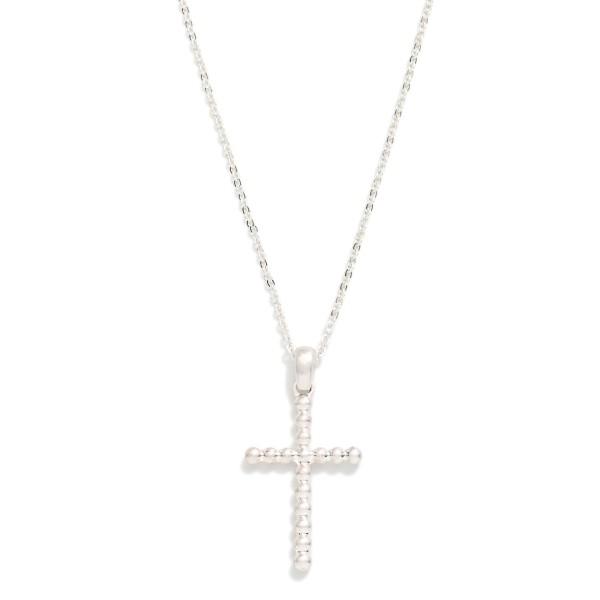 Chain Link Necklace Featuring Metal Tone Bubble Cross Pendant 

- Approximately 16" L
- Extender 3" L