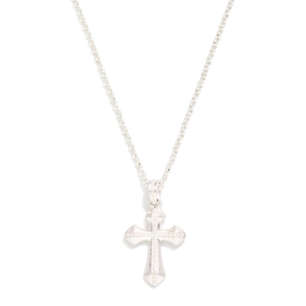 Chain Link Necklace Featuring Baroque Metal Tone Cross Pendant 

- Approximately 14" L
- Extender 3" L