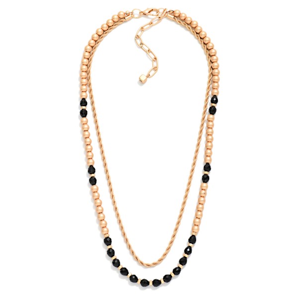 Layered Twisted Chain Link & Beaded Necklace 

- Approximately 18" L
- Extender 3" L