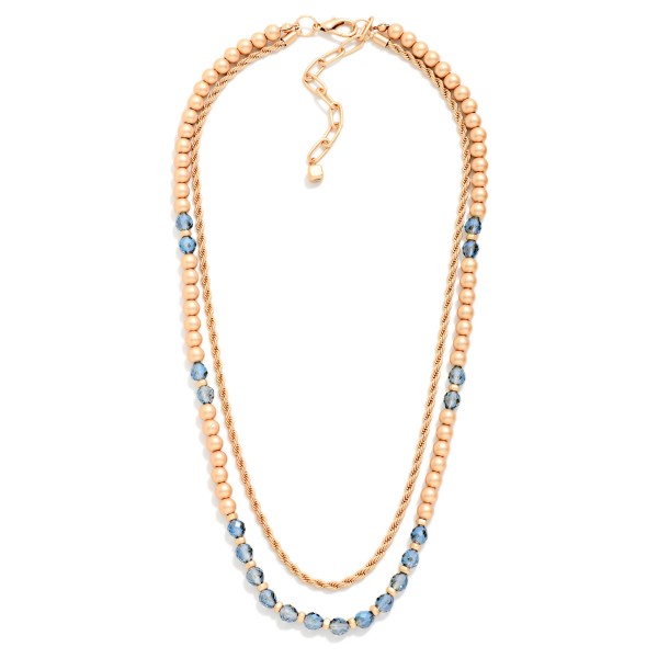 Layered Twisted Chain Link & Beaded Necklace 

- Approximately 18" L
- Extender 3" L