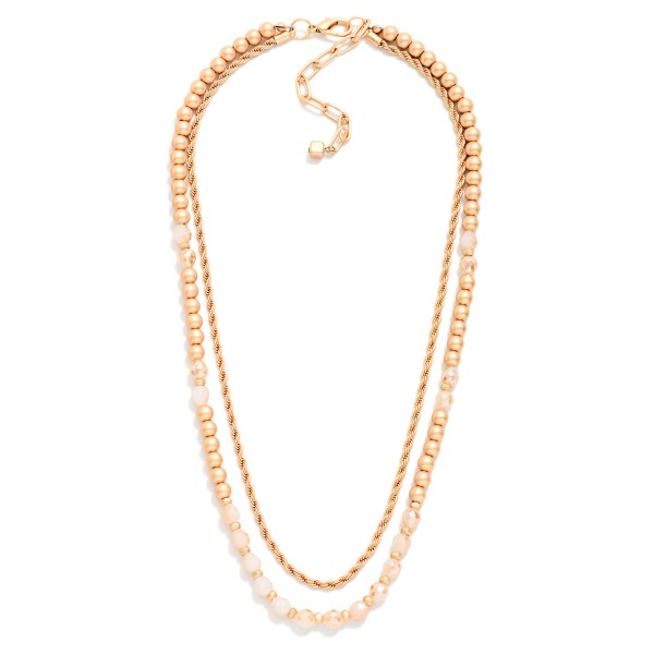 Layered Twisted Chain Link & Beaded Necklace 

- Approximately 18" L
- Extender 3" L