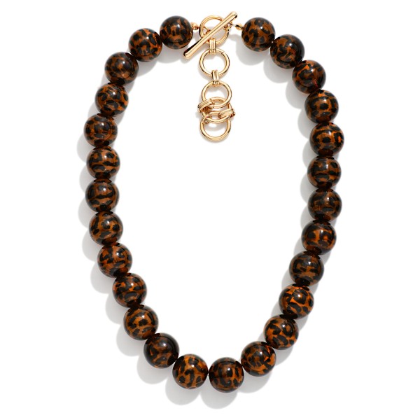 Chunky Acetate Animal Print Bead Beaded Necklace 

- Approximately 14" L
- Extender 3" L