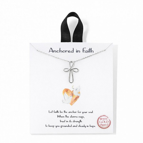 Dainty Chain Link Necklace Featuring Metal Tone Infinity Cross Pendant 

- Approximately 16" L
- Extender 2" L
- Hypoallergenic Brass Base
- 18K Gold Dipped
- Card: "Let faith be the anchor for your soul. When the storms rage, trust in its strength to keep you grounded and steady in hope."