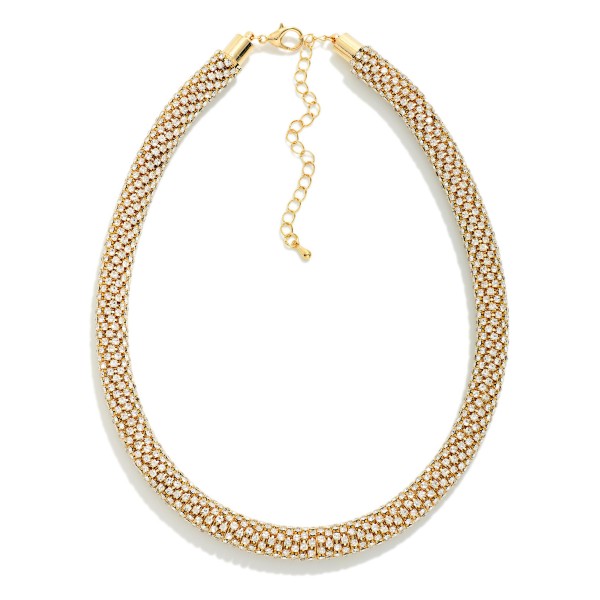 Rhinestone Mesh Stretch Necklace 

- Approximately 12" L
- Extender 3" L