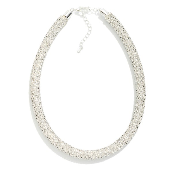 Rhinestone Mesh Stretch Necklace 

- Approximately 12" L
- Extender 3" L