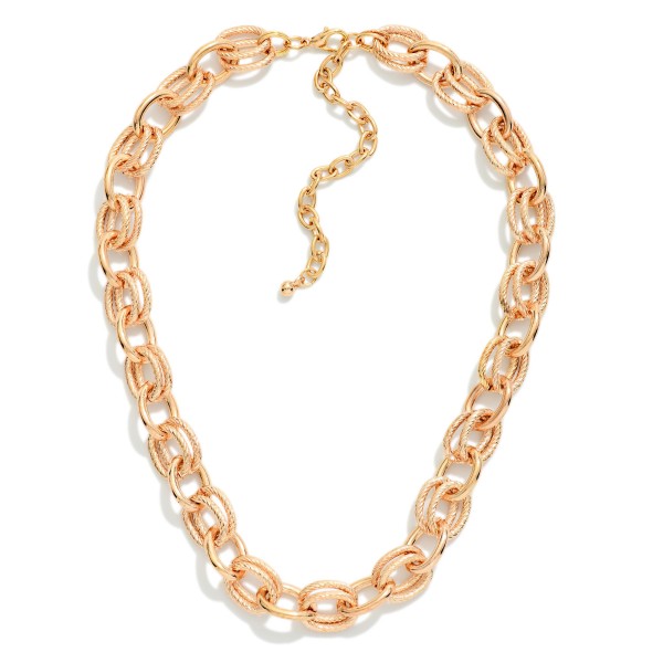 Twisted Metal Double Link Chain Link Necklace 

- Approximately 16" L
- Extender 3" L