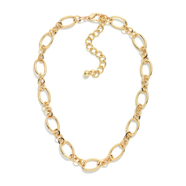 Oval & Small Hoop Link Chain Link Necklace 

- Approximately 14" L
- Extender 3" L