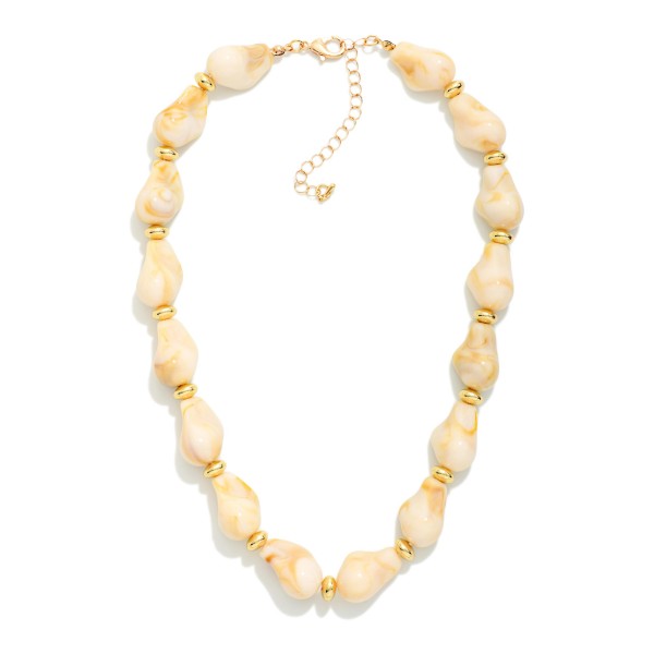 Marbled Acetate Baroque Bead Beaded Necklace 

- Approximately 16" L
- Extender 3" L