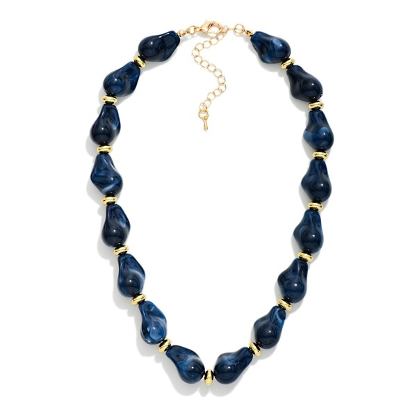 Marbled Acetate Baroque Bead Beaded Necklace 

- Approximately 16" L
- Extender 3" L
