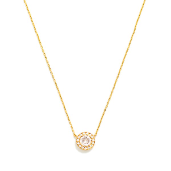 Dainty Chain Link Necklace Featuring Cubic Zirconia Circle Pendant

- Gold Dipped
- Approximately 15.5" L
- Extender 2" L