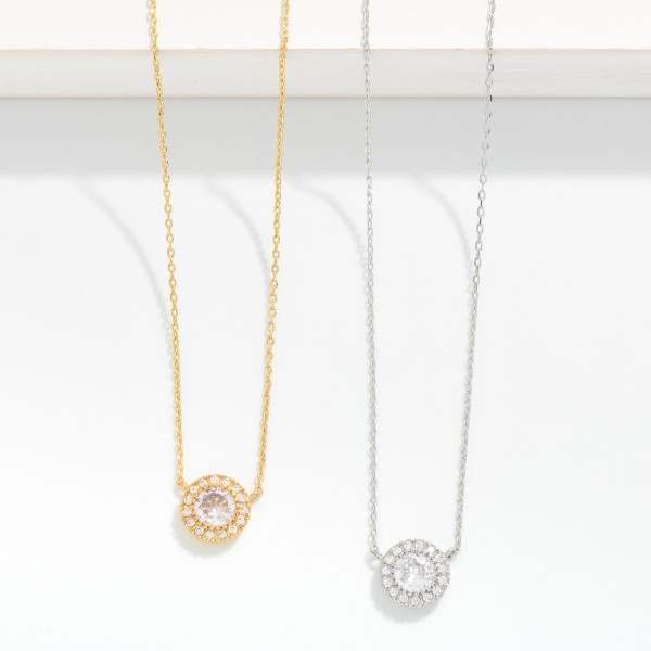 Dainty Chain Link Necklace Featuring Cubic Zirconia Circle Pendant

- Gold Dipped
- Approximately 15.5" L
- Extender 2" L