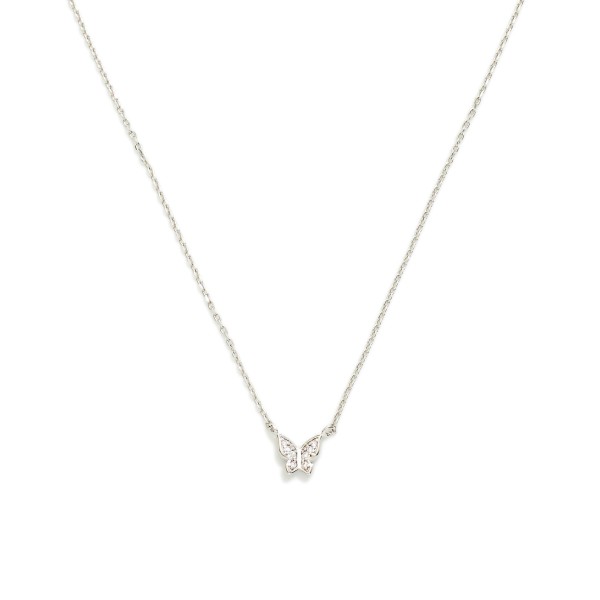 Dainty Chain Link Necklace Featuring Cubic Zirconia Butterfly Pendant 

- Gold Dipped 
- Approximately 15.5" L
- Extender 2" L