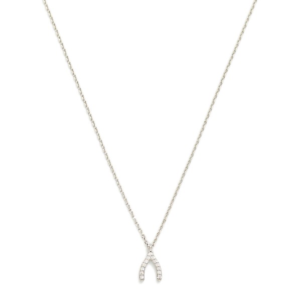 Dainty Chain Link Necklace Featuring Cubic Zirconia Wishbone Pendant

- Gold Dipped
- Approximately 15.5" L
- Extender 2" L