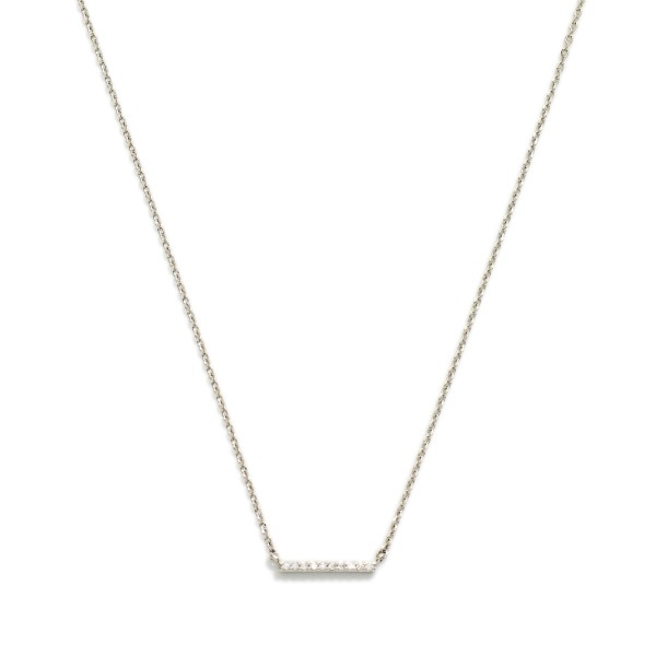 Dainty Chain Link Necklace Featuring Cubic Zirconia Bar Pendant

- Gold Dipped
- Approximately 15.5" L
- Extender 2" L